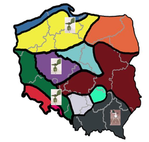 Mapka prezentująca lokalizację pułapek wolumetrycznych na terenie Polski